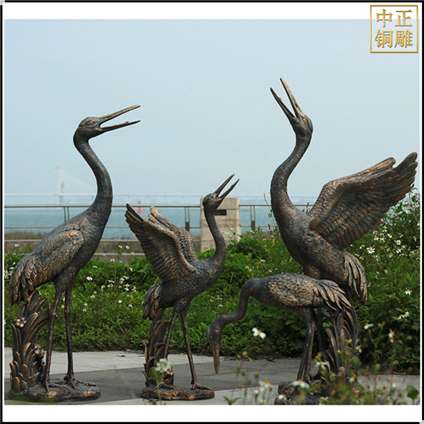 大型戶外園林銅仙鶴雕塑